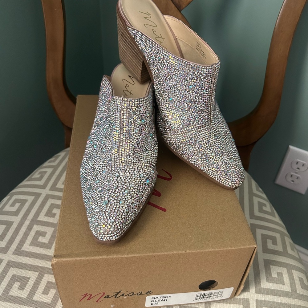 Matisse Glittering Silver Mules